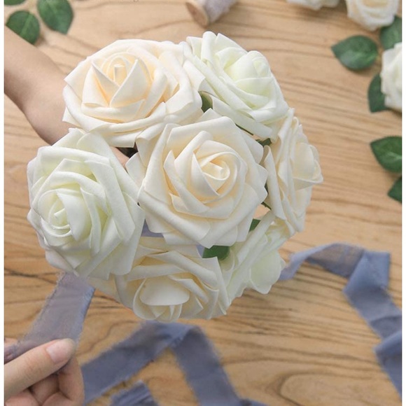 50 Pcs Artificial Flowers Rose-Champagne W/Stem - Picture 4 of 6